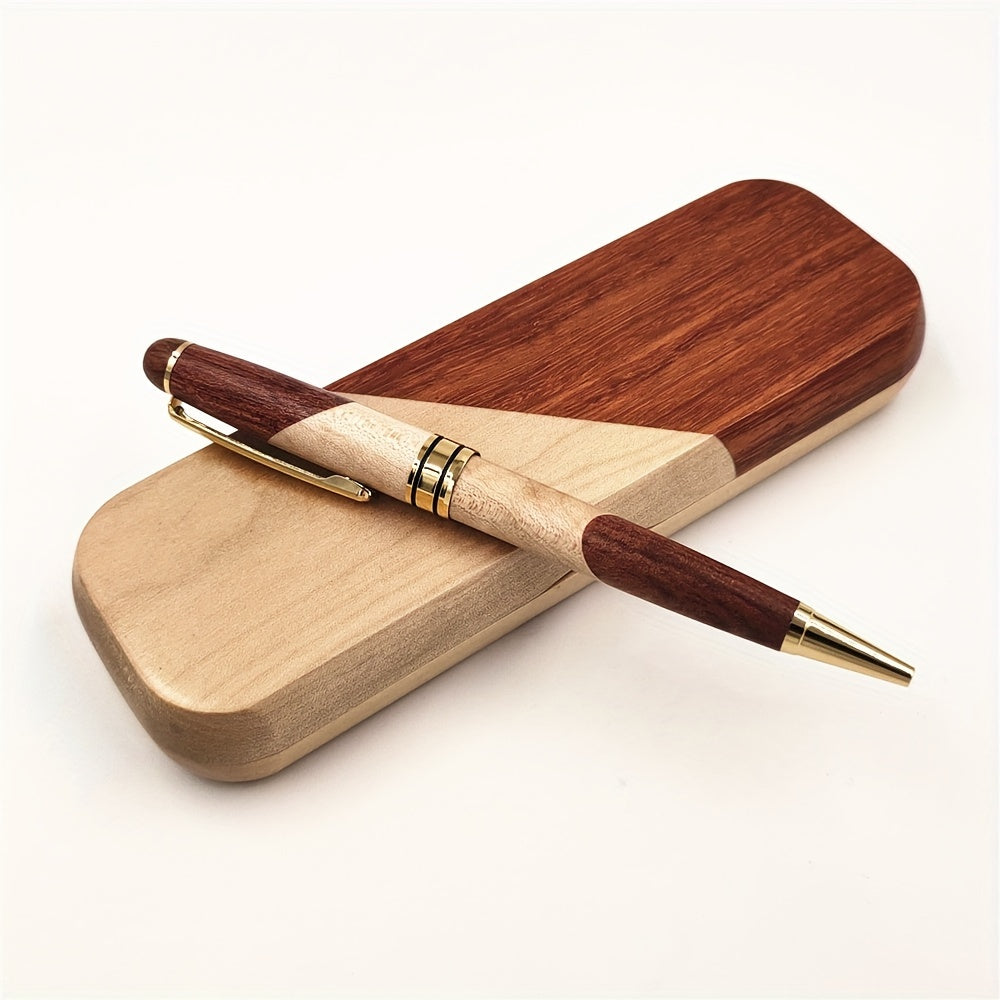 Luxury Handcrafted Wooden Ballpoint Pen Set with Display Case - Elegant Gift for Men &amp; Women, Premium Writing Instrument with Twist Closure