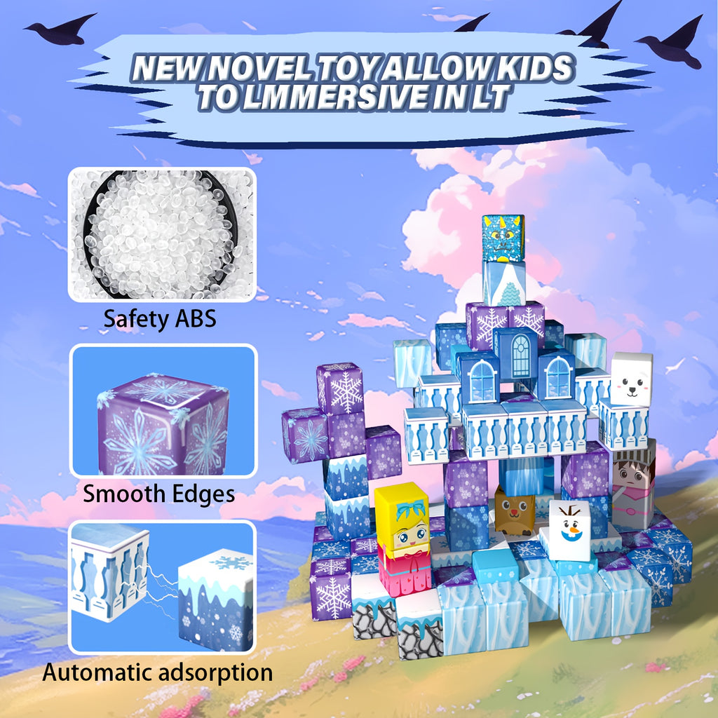 Blocs magnétiques, 48/64/100 pièces, cubes de construction pour enfants 3‑12 ans, stimule créativité et motricité, idéal cadeau ou bas de Noël.