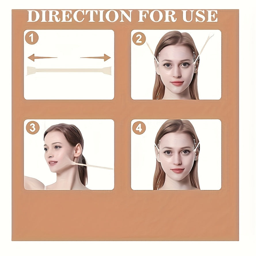 Lot de 20 bandes liftantes invisibles pour visage, 4 sangles élastiques réglables, remodelent cou, joues et double menton, réutilisables, beige clair et sans parfum.