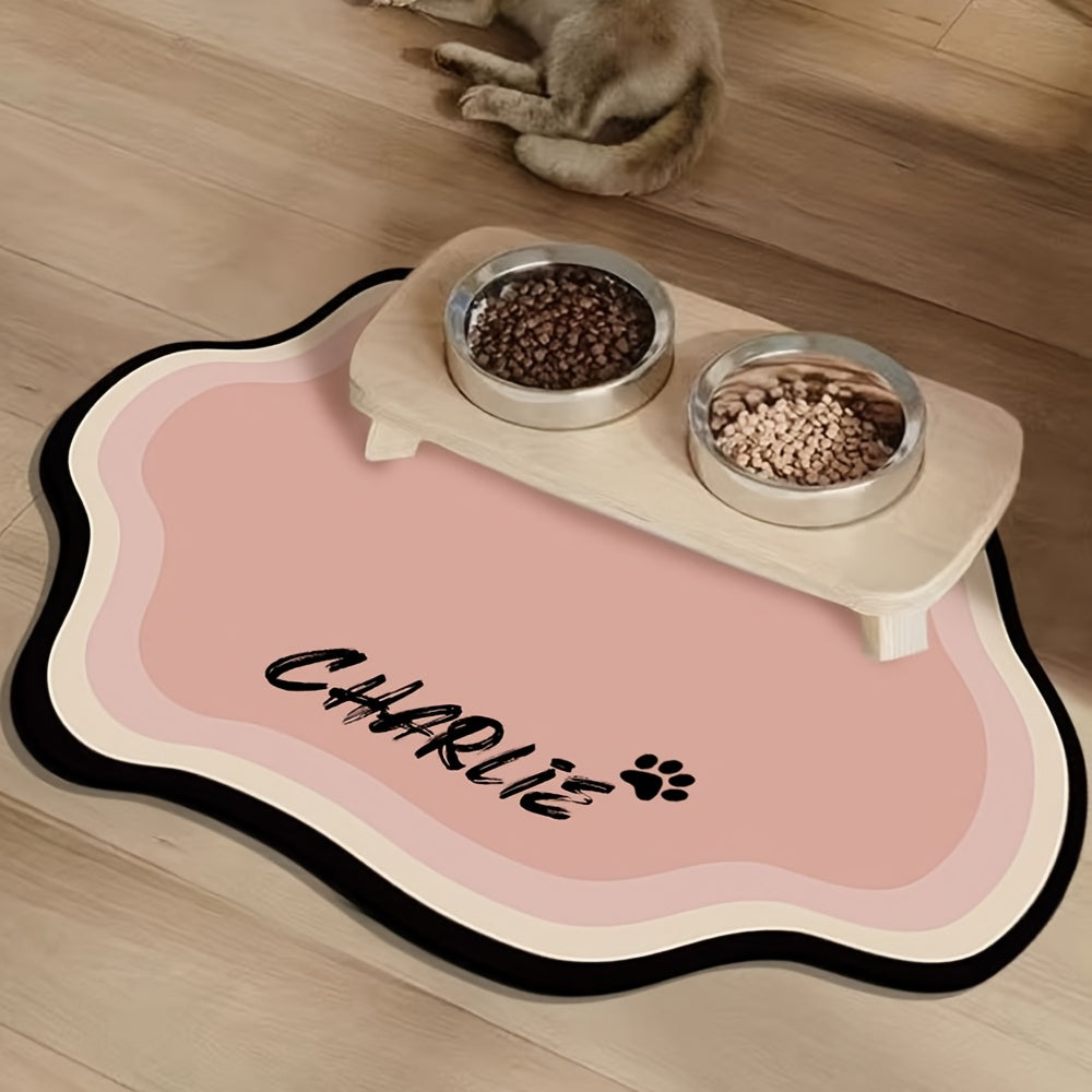 Tapis de repas personnalisé pour animaux, absorbant, antidérapant, séchage rapide, style nordique, caoutchouc durable, idéal intérieur pour chats et chiens.