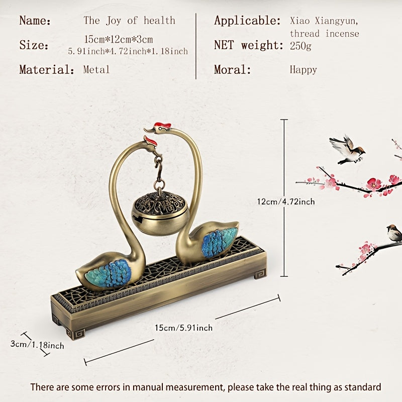 LASODY Dual-Use Metal Swan Lake Incense Holder, Unscented Home Decor Ornament for Christmas, Thanksgiving, Valentine'S, Father'S &amp; Mother'S Day