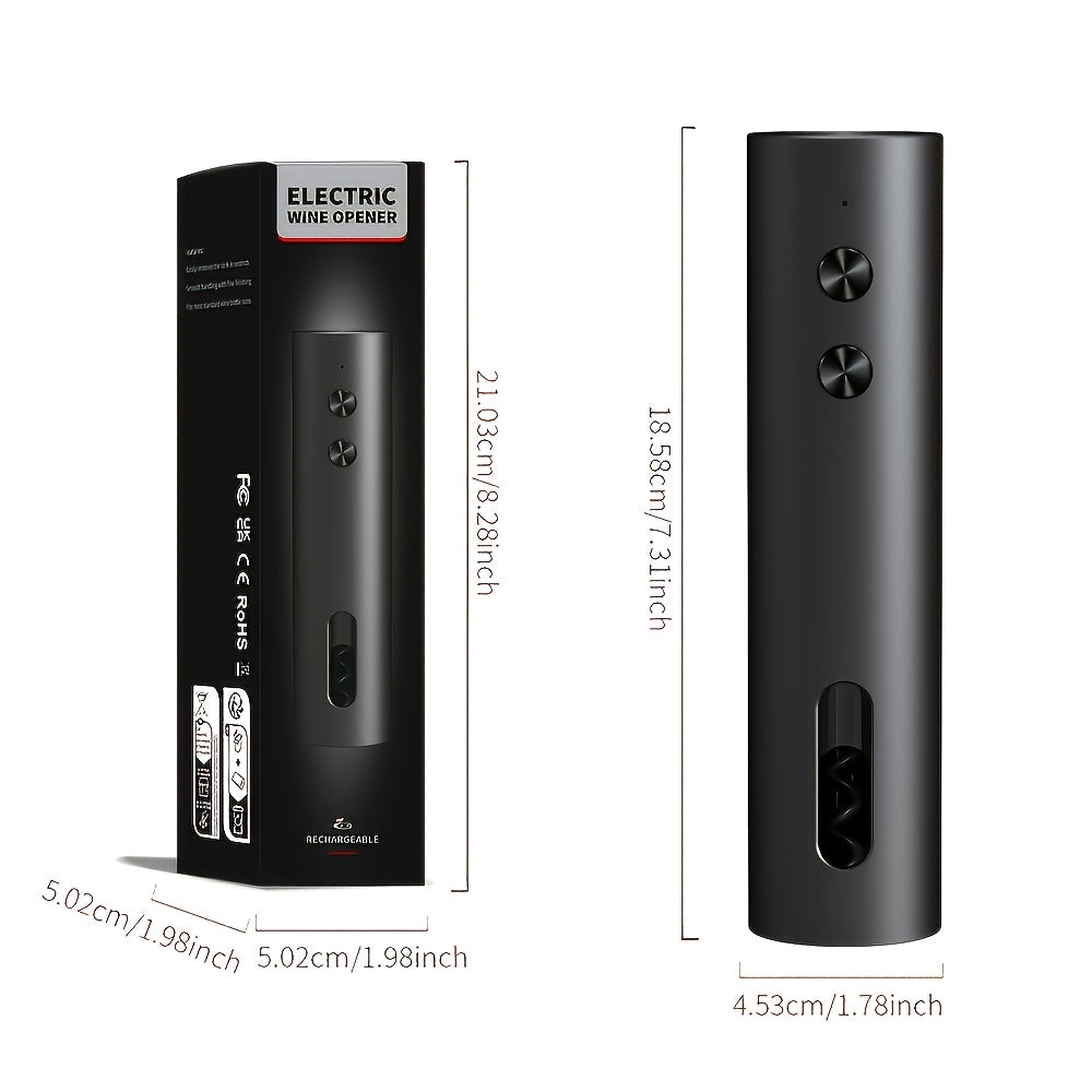 Tire-Bouchon Électrique Rechargeable : Avec coupe-capsule, verseur, bouchon sous vide et base de rangement, charge Type-C, parfait maison, fêtes et cadeaux.