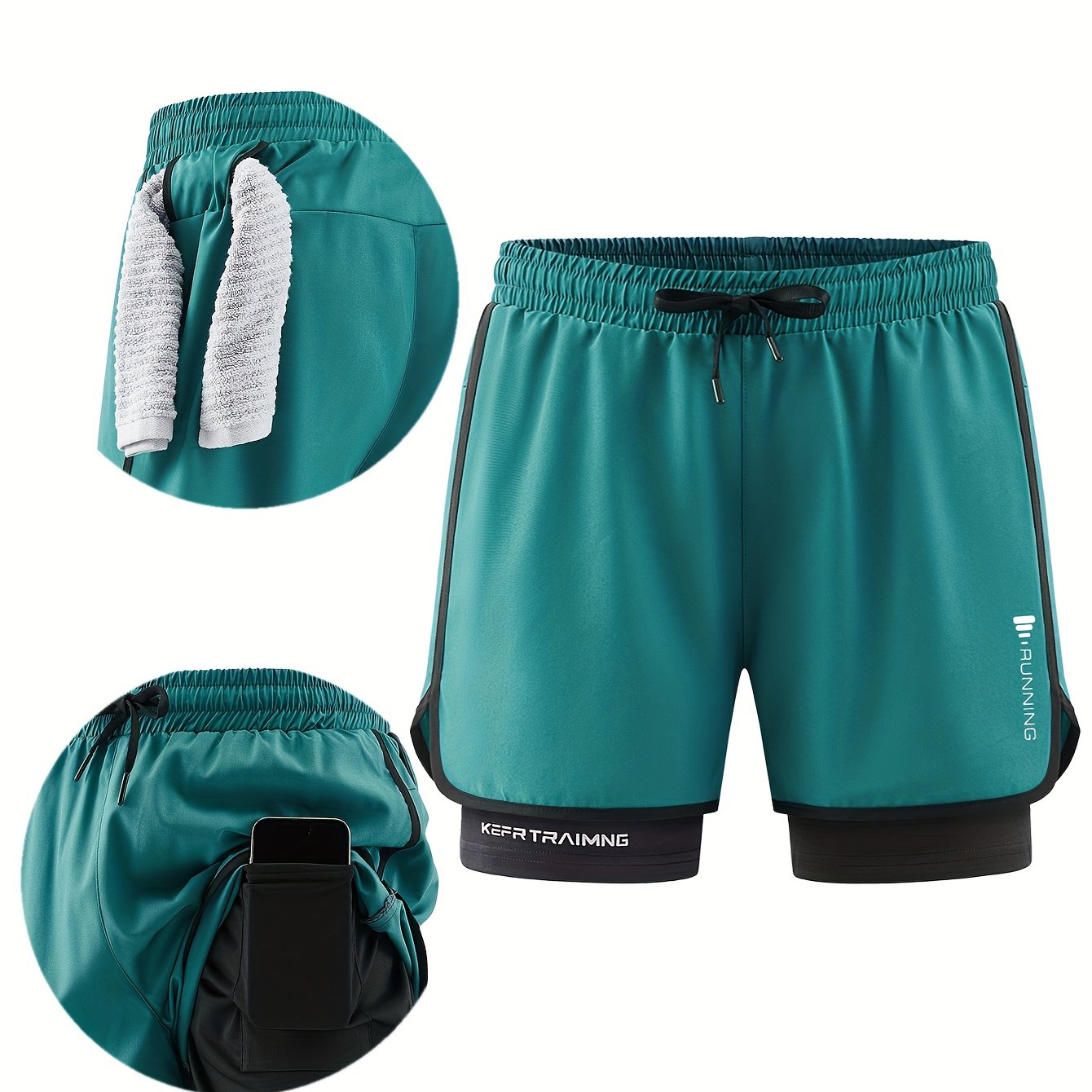 Shorts hommes sports, ¾ longueur, taille élastique avec cordon, poches latérales, tissu respirant et anti-humidité, coupe ample, idéal sport et loisirs.