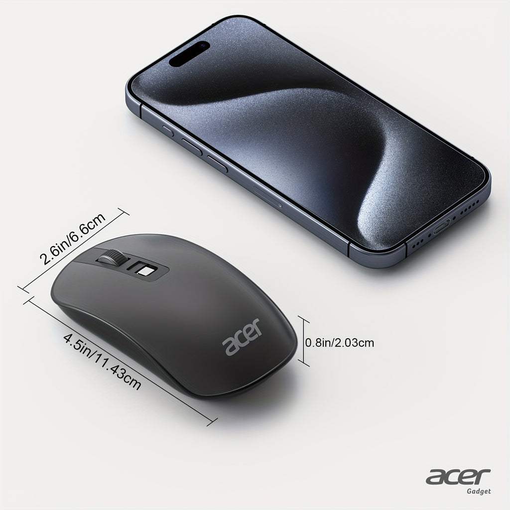 Souris Sans Fil ACER 2,4 G : Droitière, capteur optique, 4 boutons, alimentée par pile, compacte et portable pour PC et laptop.