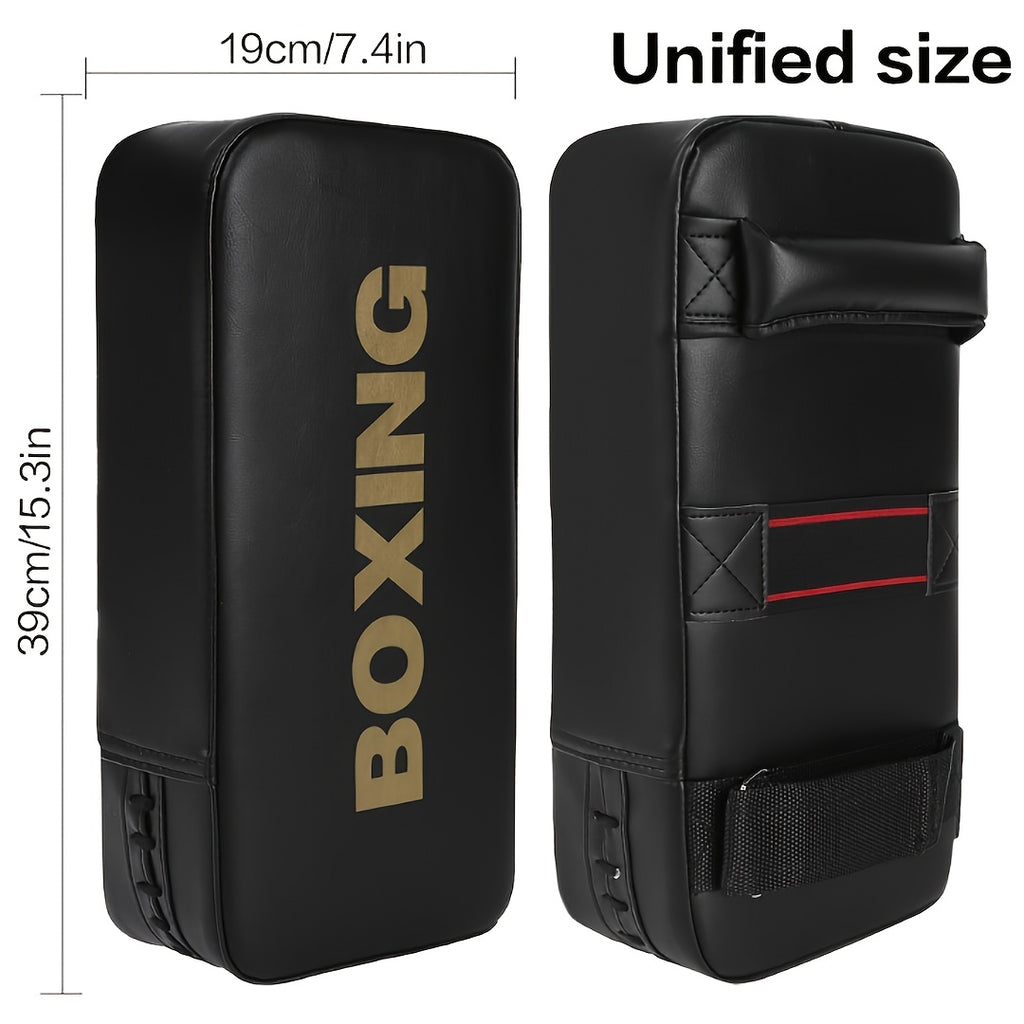 Cible d’entraînement épaisse et résistante avec poignées renforcées, idéale pour coups de poing et de pied en boxe, Muay Thaï et arts martiaux.