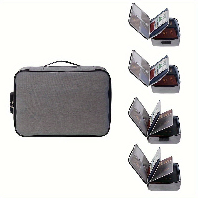 1pc Large Capacity Locking Document Bag, 3-Layer Document Storage Box with Zipper, Document Storage Security Bag, Portable Travel Household Paper, Documents, Certificates, Suitable for Home School Office