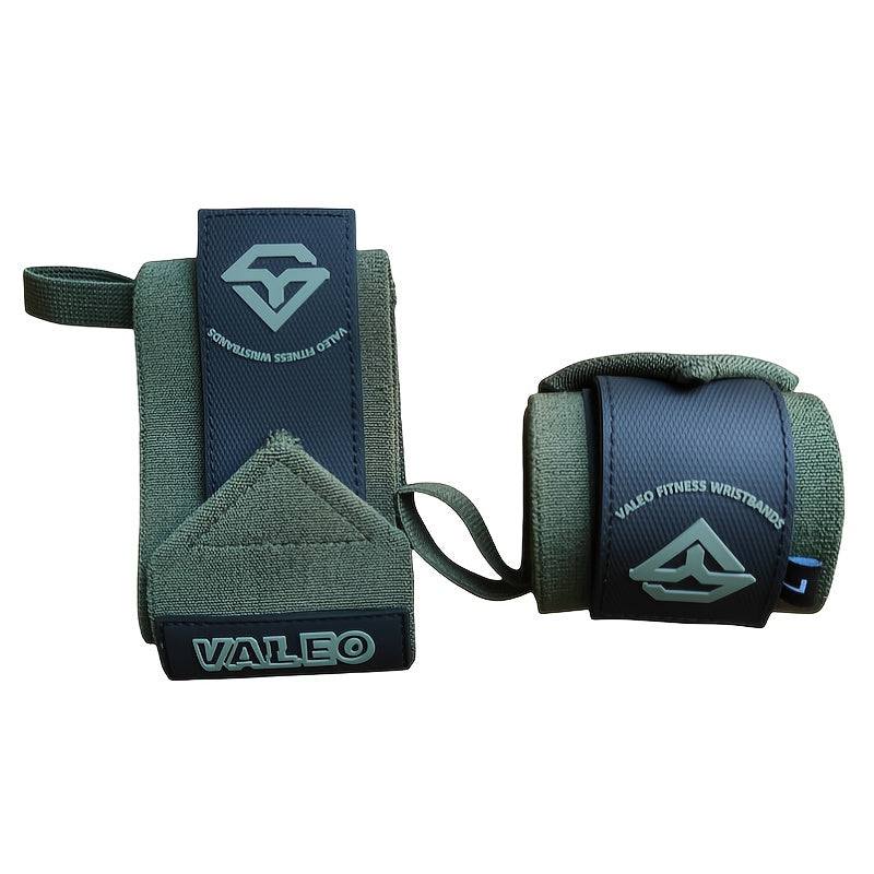 Paire de bandes élastiques VALEO pour musculation, avec boucle pouce et boucles ajustables, offrant un soutien renforcé pour soulevé de terre et powerlifting.