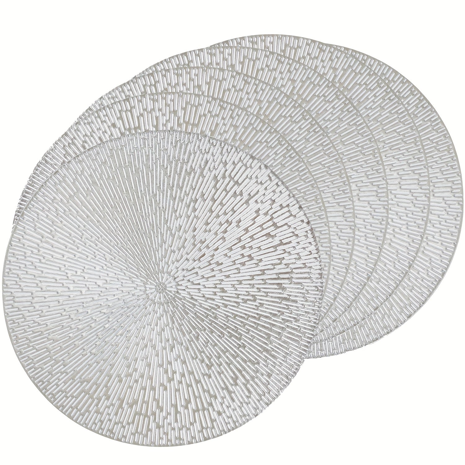 Lot 4/6 sets de sets de table ronds en vinyle, doré/argenté/rose, diamètre 38,1 cm, lavables et faciles à nettoyer, décoration table et fêtes.