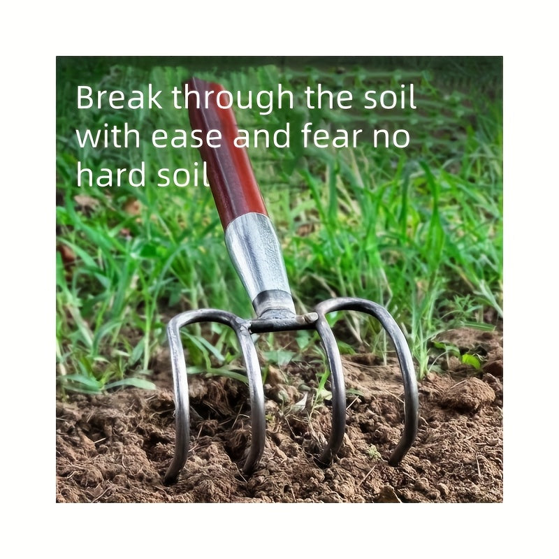 Multi-purpose heavy-duty steel rake, suitable for soil digging and tilling, land reclamation. Ideal for gardens, construction sites, and beach cleaning. Designed with durable metal for easy use in harsh conditions, it is a gar