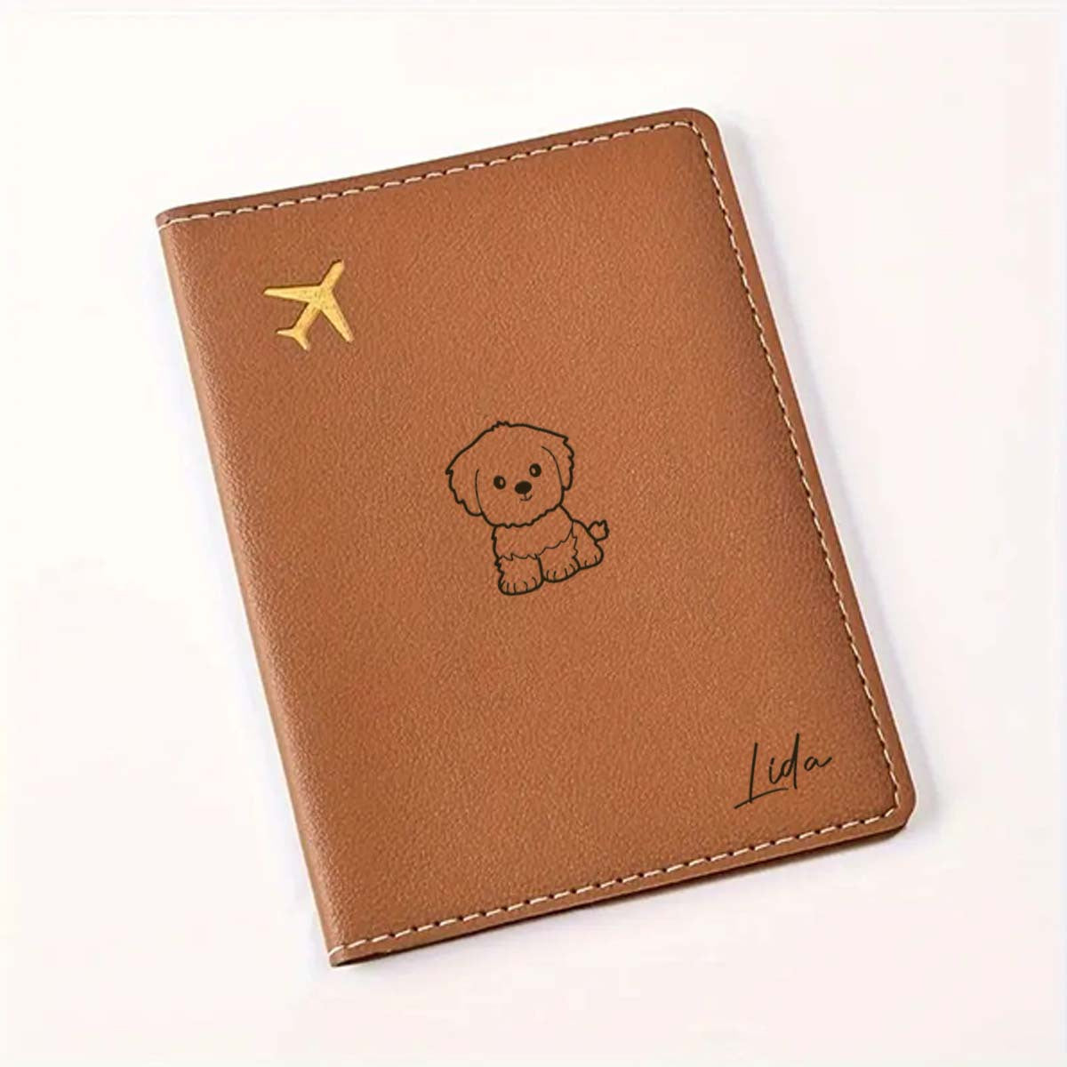 1pc of Personalized Passport Book Featuring a Stylish Dog Design, Along with a Minimalist Airplane Passport Tag, Perfect for Travel. This Fashionable Passport Holder Is Ideal for Business Trips And Organizing Travel Documents