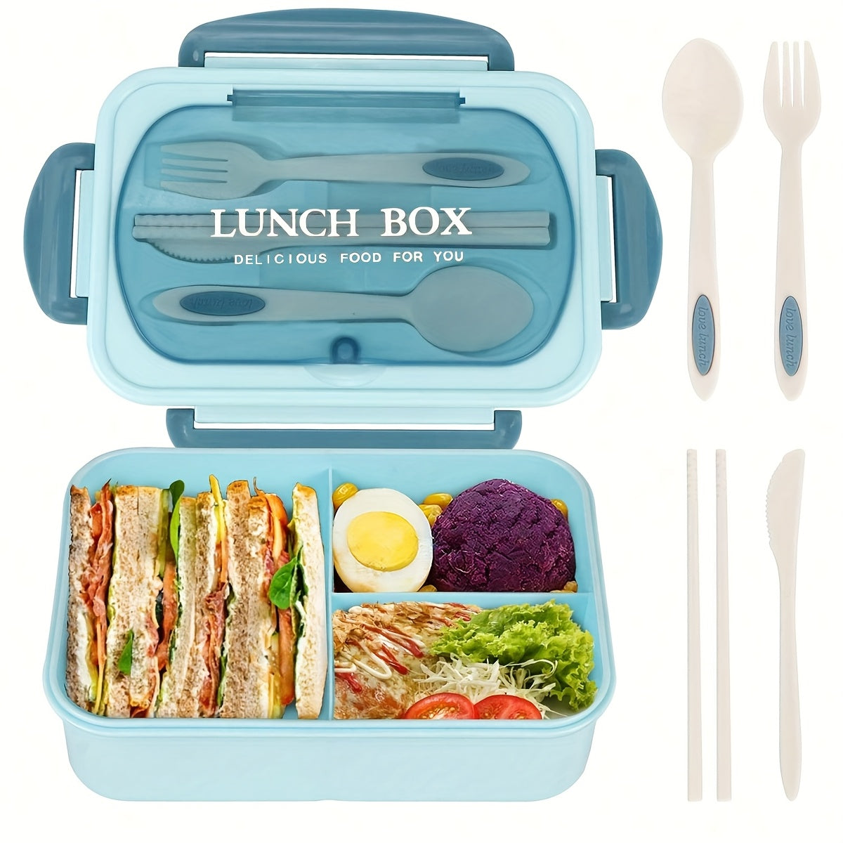 4-Compartment Insulated Lunch Box - Microwave Safe, Colorful Design, Perfect for Students &amp; Office Workers, Ideal Gift (Random Font Color), Student Lunch Box | Vibrant Design | Sustainable Plastic,Back to School