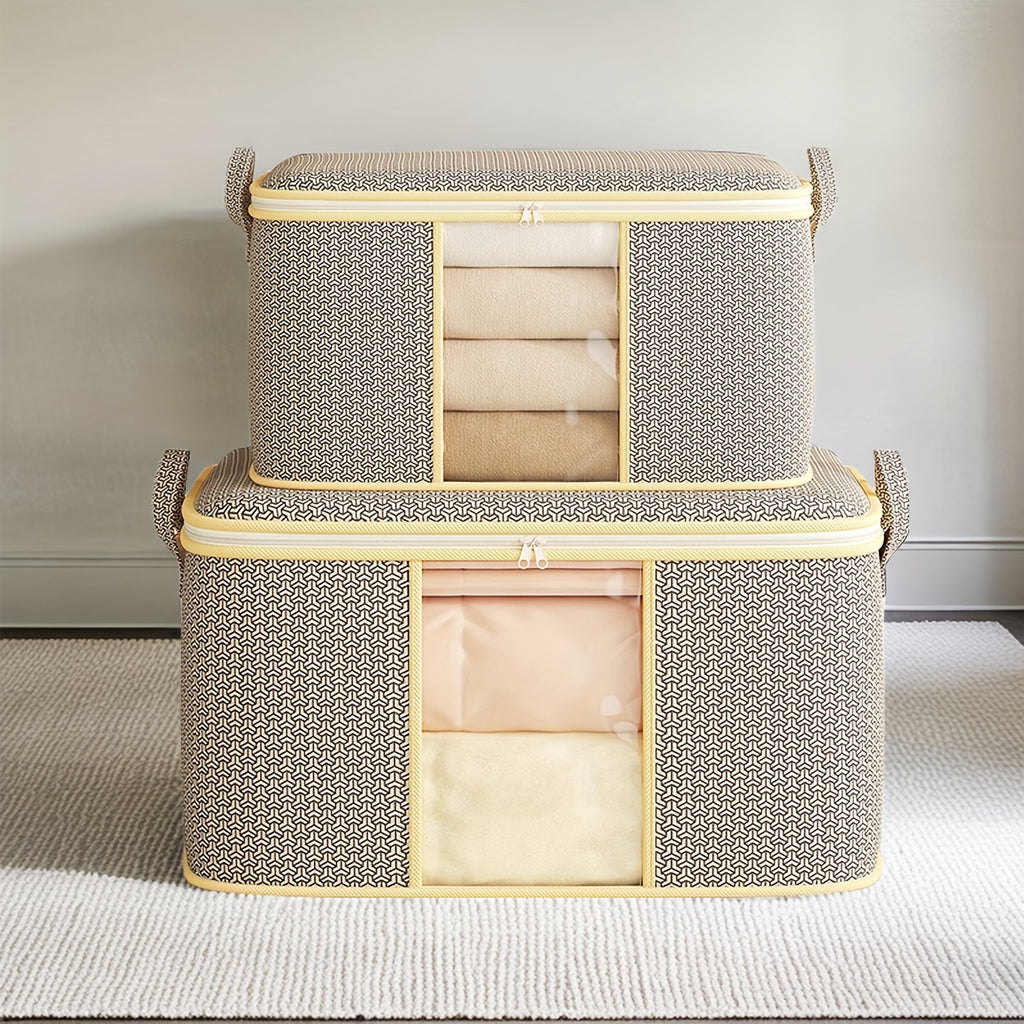 2pcs Heavy-Duty Storage Moving Bags | Quilt and Blanket Storage with Handles Set, Clear Window, Fabric Material, Contemporary Style, Multipurpose Use - TUZA, Under-Bed Storage