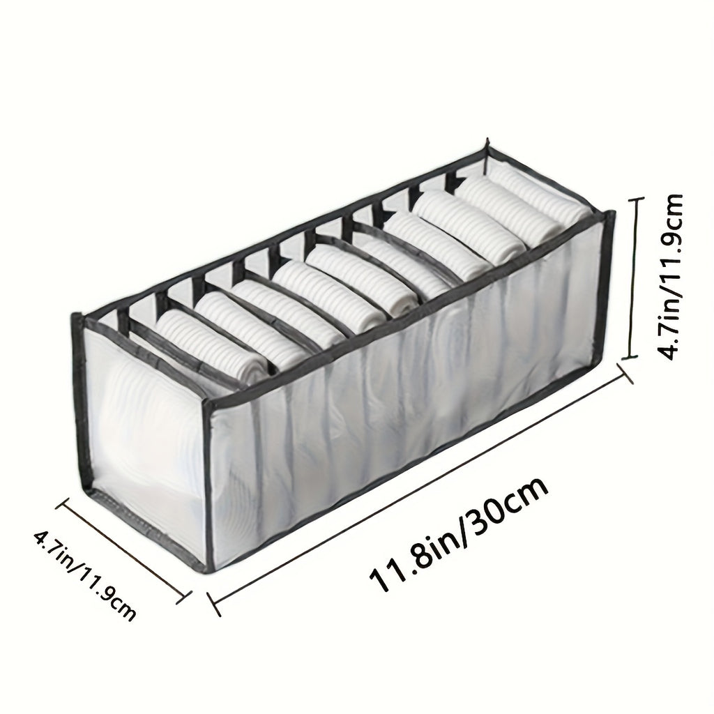 11 Grid Sock Underwear Storage Box: Transparent Mesh Closet Organizer for Household Underwear, Socks, Scarves, Ties - PVC Material