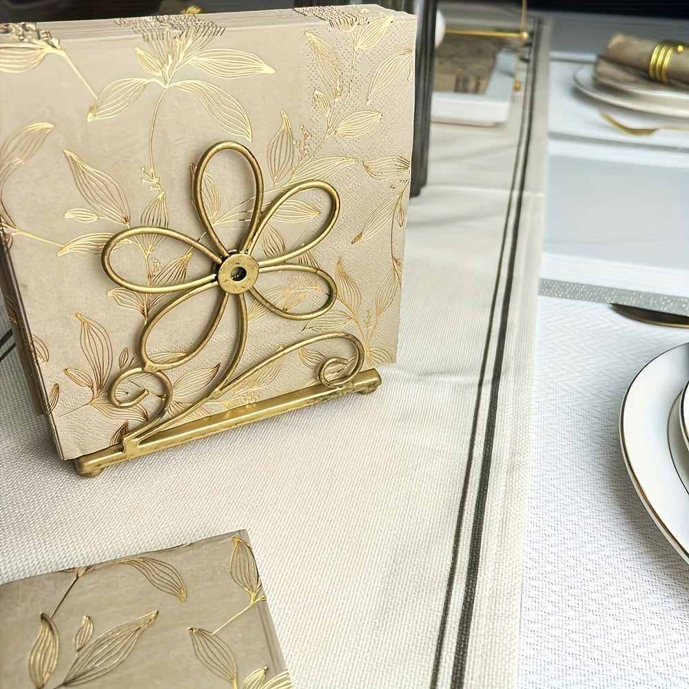 60pcs Elegant Golden Leaf Stamped Disposable Napkins - 33.02x33.02cm Square Paper Placemats, Perfect for Family Gatherings, Weddings, Parties &amp; Restaurants