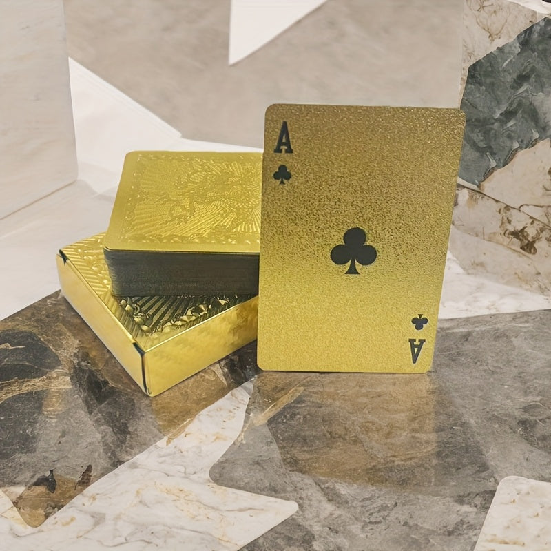 1 Set Matte Golden Dragon PVC Playing Cards - Durable Hardened Deck for Valentine'S Day, Thanksgiving, Christmas, Halloween &amp; New Year Celebrations - Elegant Design with Intricate Patterns, Perfect for Parties &amp; Gatherings, F