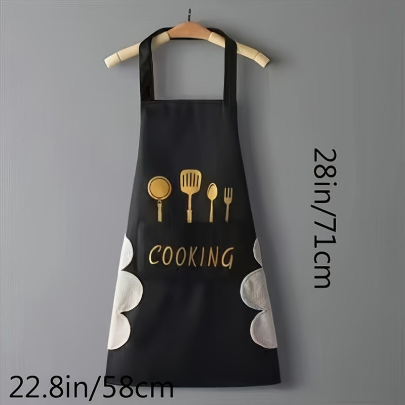 1pc, Polyester Apron, Simple Style Apron, Fashionable Home Kitchen Wear, Kitchen Supplies, Christmas, Halloween, Thanksgiving Gift, Easter Gift
