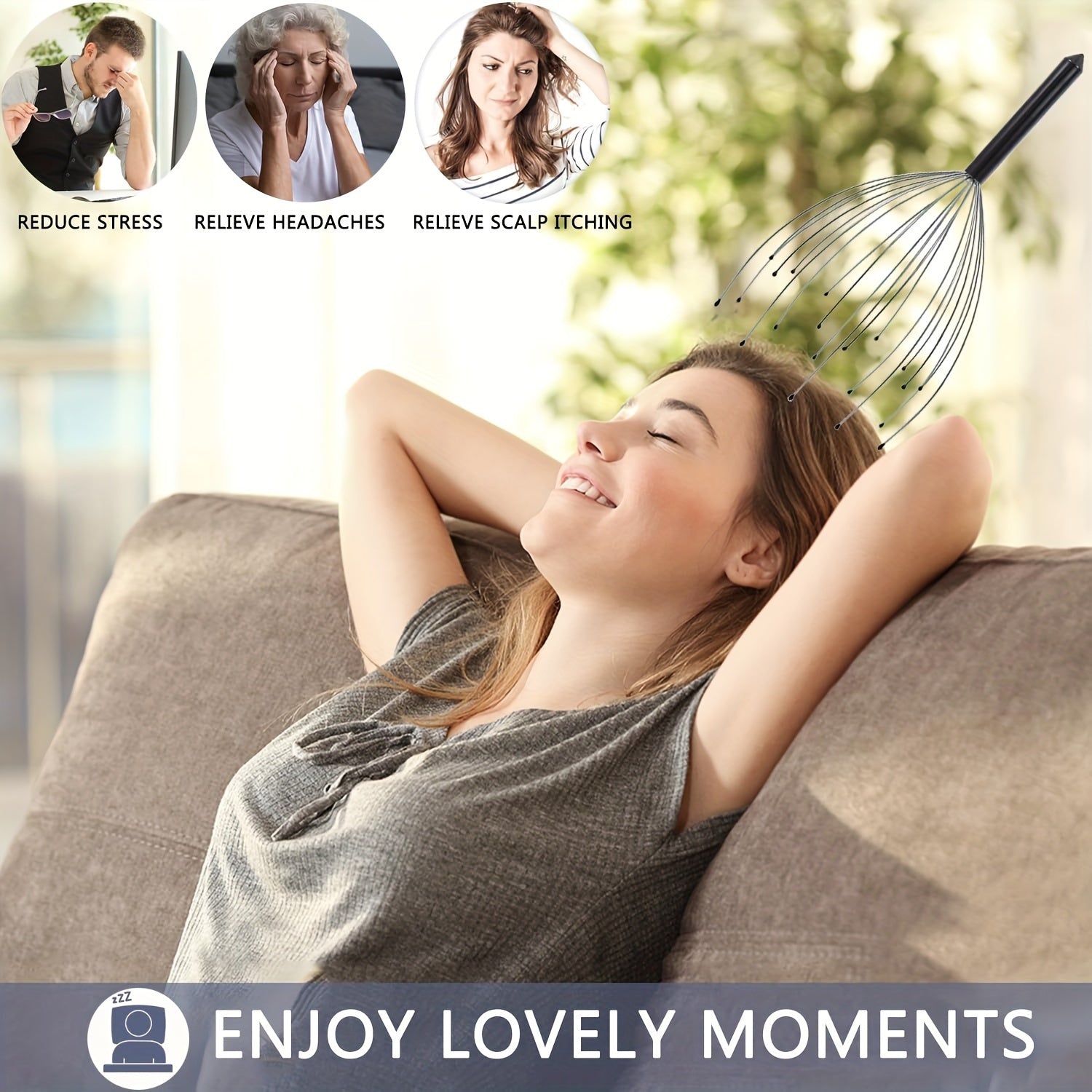 20-Finger Handheld Scalp Massager – Ergonomic Head Scratcher with Soft Cushioned Tips, Durable &amp; Washable for Deep Relaxation, Stress, and Comfortable Scalp Care, Ideal for Men and Women