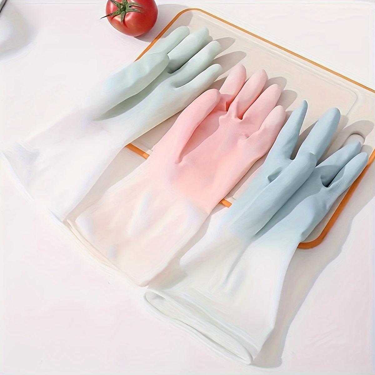 3pcs Waterproof Rubber Gloves for Kitchen, Bathroom &amp; Laundry - Durable PVC, Ambidextrous Dishwashing &amp; Cleaning Gloves in Light Blue, Pink, and White, Dishwashing Gloves|Pastel Colors|Durable Rubber Gloves, Dishwashing Glove