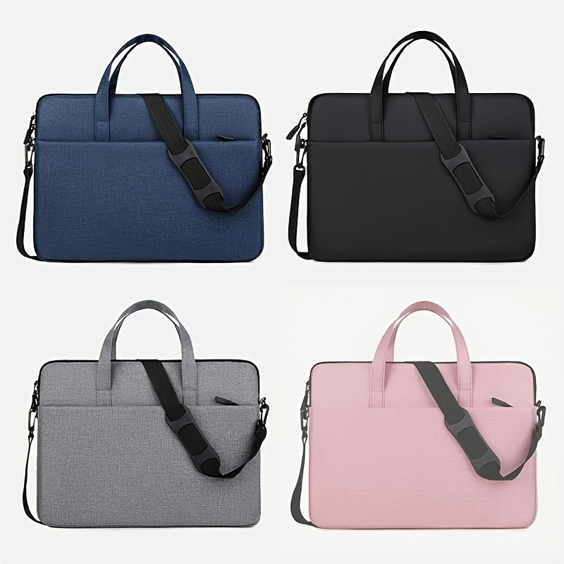 Sac ordinateur portable léger et portable, couleur unie, protection pour déplacements professionnels, design bandoulière avec fermeture éclair, pratique pour bureau et voyage.