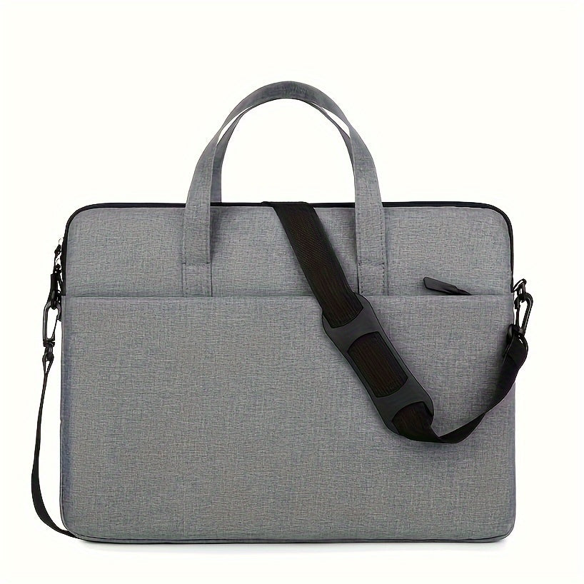 Sac ordinateur portable léger et portable, couleur unie, protection pour déplacements professionnels, design bandoulière avec fermeture éclair, pratique pour bureau et voyage.