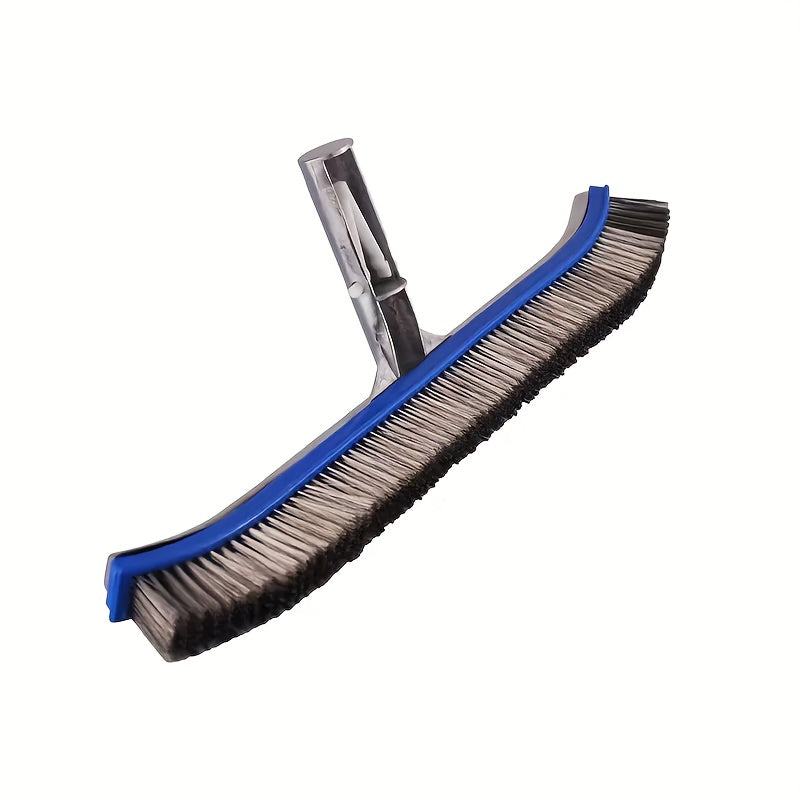 Brosse de 45 cm en aluminium et acier inoxydable, outil polyvalent pour piscine et aquarium, efficace contre algues, tête en fil métallique durable.