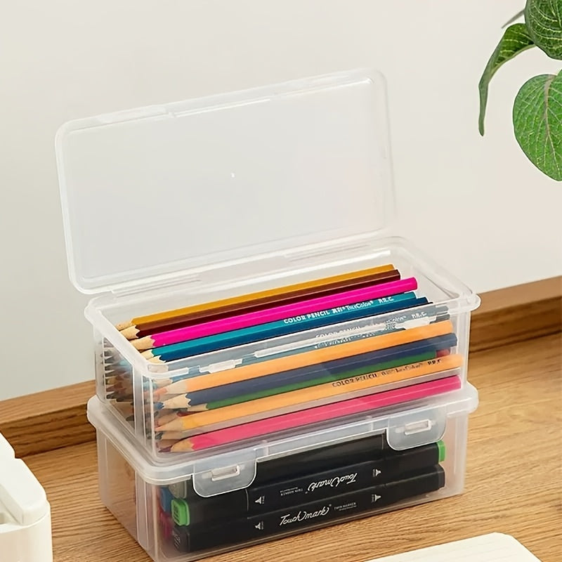 4-Pack Large Transparent Storage Boxes with Lids - Heavy-Duty Organizer Bins, Clear Stackable Containers for, Office, Arts & Crafts - Lightweight & Portable with Snap Lid Closure, Ideal for Home,, Workspace Organization, Stor