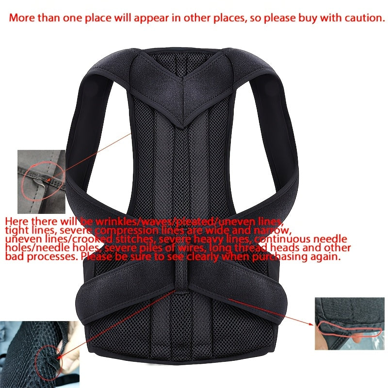 Correcteur de posture magnétique LINGPENG, réglable, en PET noir, redresse épaules et dos, soulage muscles et favorise une posture correcte.