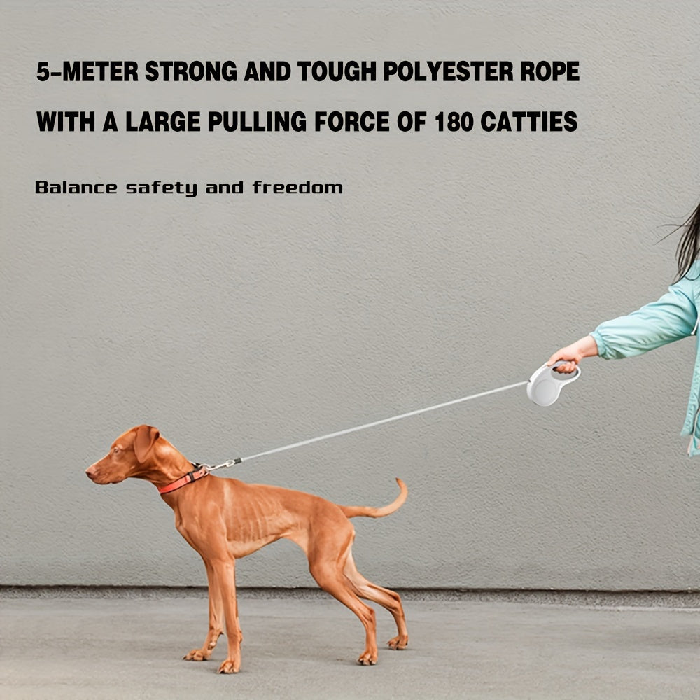 4.88meter Durable Retractable Dog Leash in Pink, Gray, & Black - Ergonomic Handle with Comfort Grip for Small to Medium Dogs and Cats - Tangle-Free, Automatic Extending Lead for Effortless Walks, Leash for Dogs