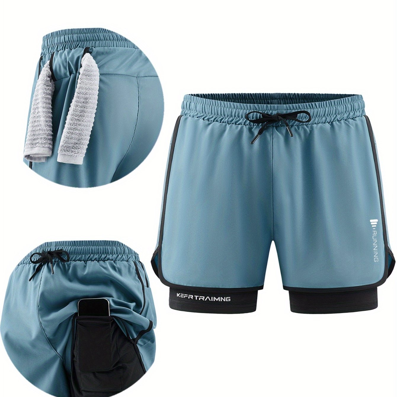 Shorts hommes sports, ¾ longueur, taille élastique avec cordon, poches latérales, tissu respirant et anti-humidité, coupe ample, idéal sport et loisirs.