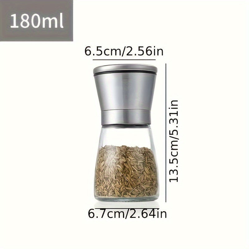 1pc Adjustable Ceramic Core Manual Salt & Pepper Grinder Mill - Portable Spice Crusher with Adjustable Coarseness/Tines, Compact for Camping, BBQ, Hiking, Kitchen - Salt & Pepper Shaker, No /