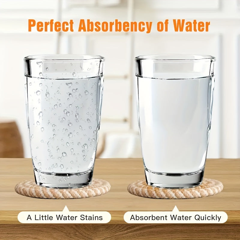 Lot de 8 sets de sets de table en coton tissé Protège assiettes et plats, résistant à la chaleur, design clair et foncé, idéal décoration maison ou cadeau.