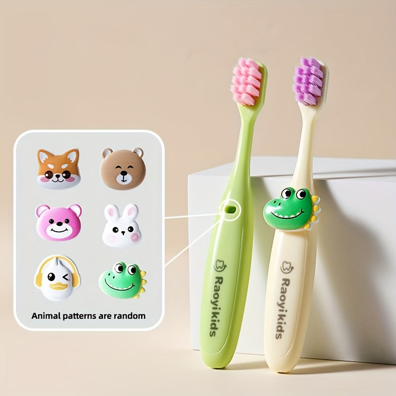 Lot de 8 brosses à dents enfants, poils doux, protection des gencives, designs colorés avec animaux, idéales pour l’apprentissage du brossage.