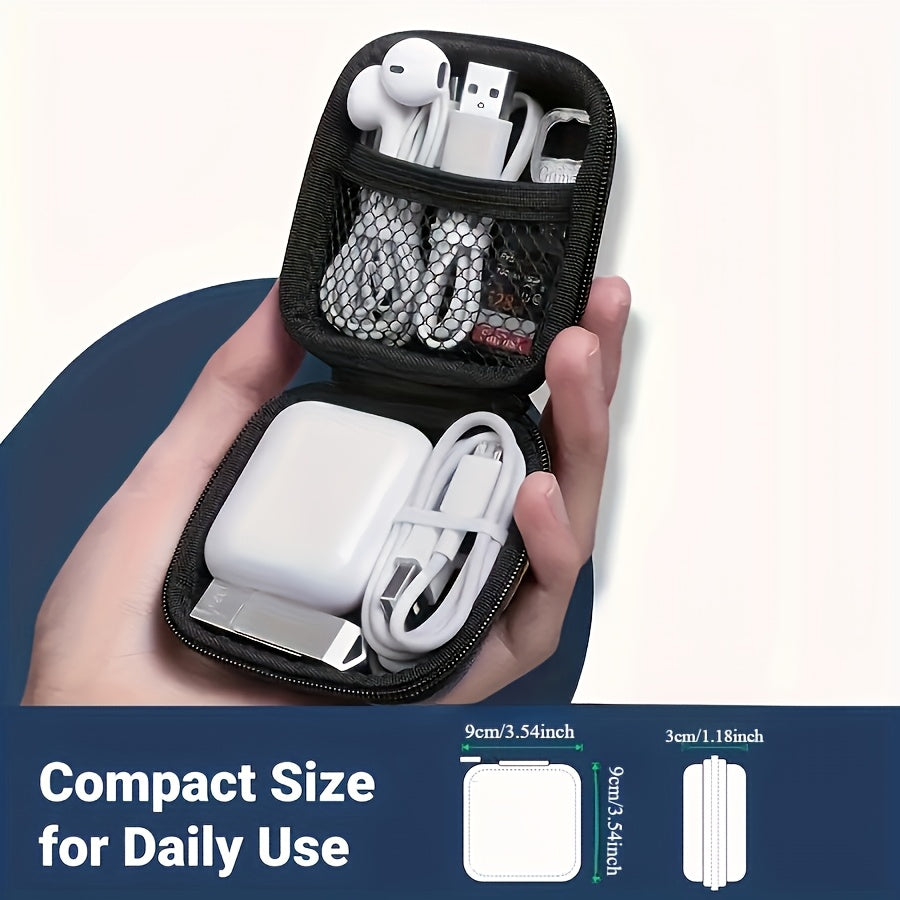 Boîte de rangement électronique portable en EVA, antichoc, idéale pour écouteurs, câbles et adaptateurs ; protection fiable, gestion anti-enchevêtrement, usage toutes saisons.