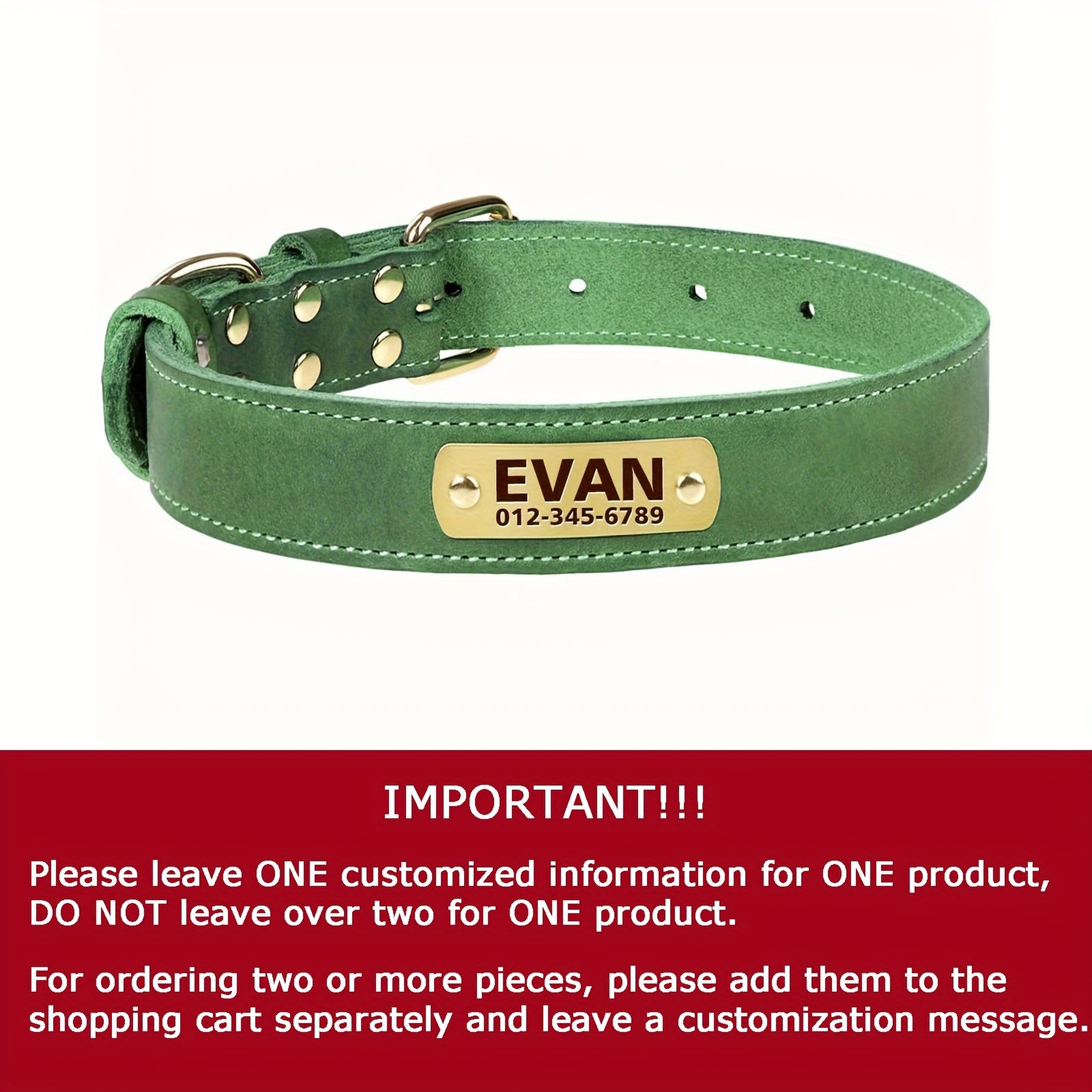 Collier pour chien en cuir personnalisable avec plaque nominative, doux, rembourré, respirant, robuste, boucle métallique antirouille, ajustable pour toutes tailles.