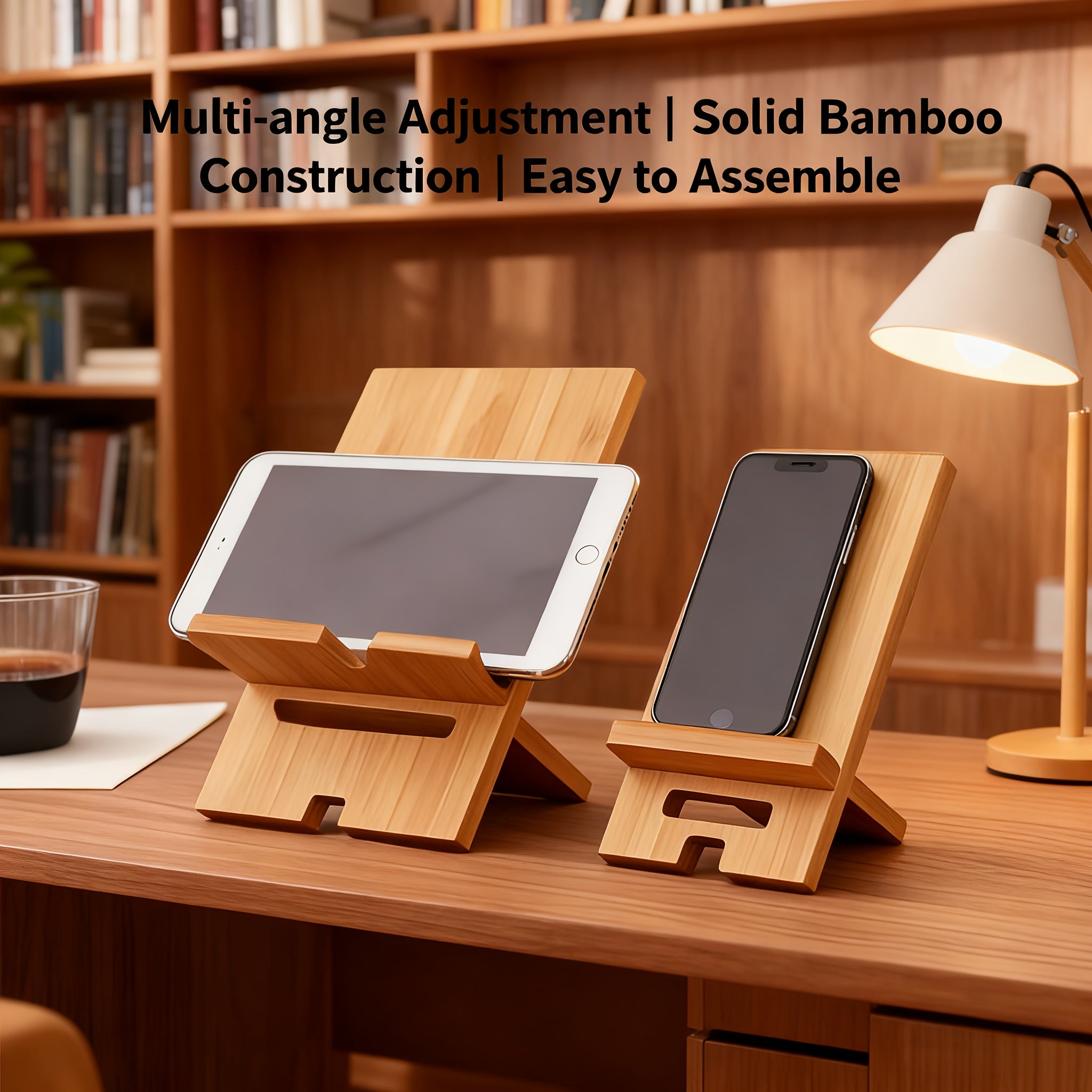 Natural Style Portable Bamboo Phone Stand - Detachable Desktop Organizer, Minimalist Country Style, Durable &amp; Stylish Workspace Accessory for Home Office, School, Perfect Thanksgiving &amp; Christmas Gift, Phone Stand For Desk, S