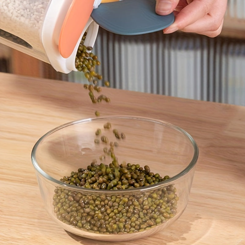 1pc 4 Grids Food Storage Containers With Lids, Clear Airtight Square Food Storage Tank, Multi-grid Moisture-proof Transparent Sealed Fresh-keeping Box, For Cereal, Rice, Pasta, Spice, Tea, Nuts And Beans, Food Jars & Canister