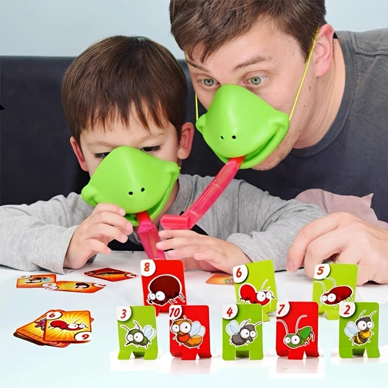 Frog Tongue Catching Game - Family-Friendly Interactive Board Game with Colorful Bug Cards - Greedy Lizard Action for Ages 3-8, Plastic, No Batteries Required for Halloween, Christmas Event &amp; Party Supplies