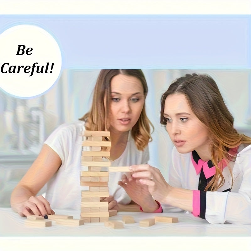 Jeu de tour en bois, 54 pièces, empiler et construire, bois de pin durable, cadeau idéal fête ou Noël.