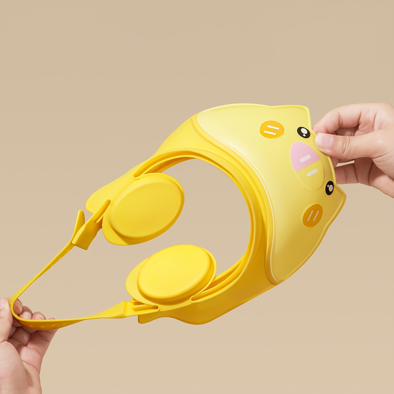 Bonnet de bain ajustable, doux, design mignon cochon/poule avec yeux en cœur, pastel, confortable et idéal comme cadeau de douche.