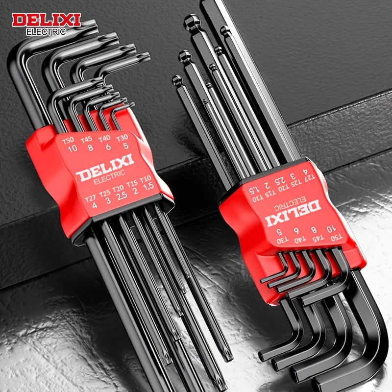 Extra-Long Arm Hex Wrench Set with Ball &amp; Torx Ends - Comfort Grip, Durable Metal for Bike Repair and DIY Projects, Hex Socket Set, Carefully Crafted