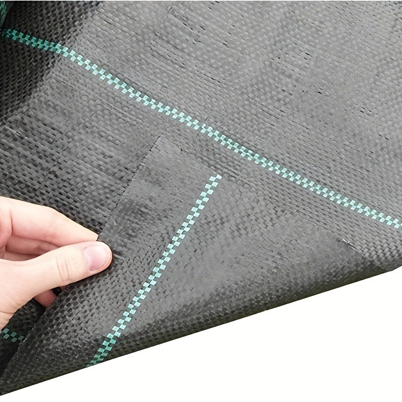 1 Roll Heavy Duty Black PP Non-Woven Landscape Fabric Weed Barrier with Green Stitched Edges - Durable Garden, Vegetable Patch &amp; Flower Bed Weed Control, Light-Blocking &amp; Water Permeable Fabric for Healthy Plant Growth, Veget