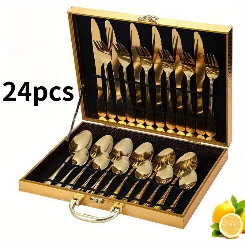 Set de Couverts en Acier Inoxydable : Acier haute qualité, finition miroir, lavable au lave-vaisselle, idéal cuisine, restaurant et camping.