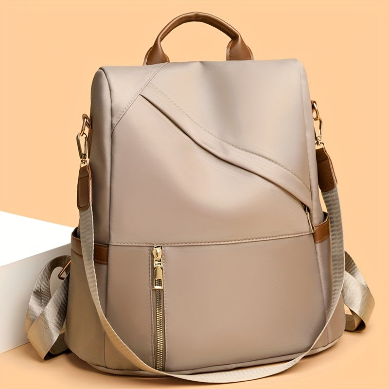 Women's Large Capacity Soft Backpack with Nylon - / Solid Color Bookbag, Commuter, Travel &amp; Laptop Carrier (Zipper Closure, Practical Pockets)