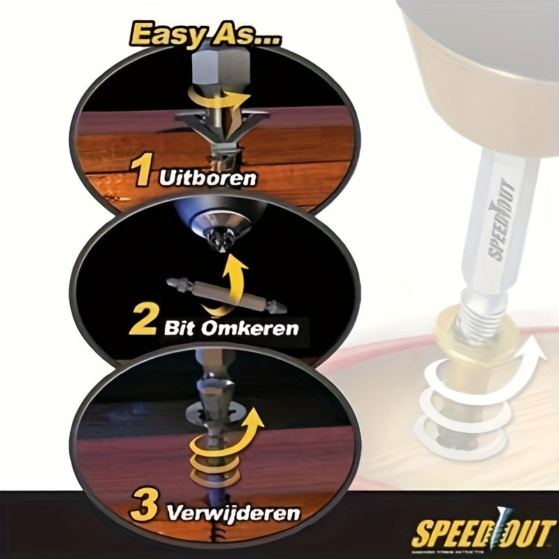 Lot de 4 accessoires extracteurs de vis, pour retirer facilement vis abîmées ou coincées.