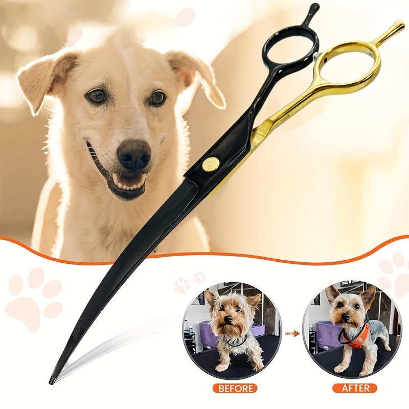 Ciseaux de toilettage professionnels 7 pouces en acier inoxydable. Lames courbées, adaptés pour une coupe précise et facile des poils de chiens et chats.
