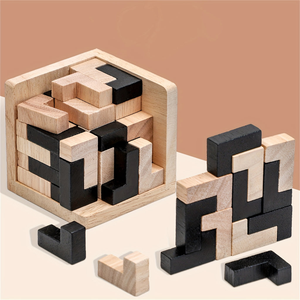 Lot de 54 pièces 3D Brain Teaser, jeu de cubes en bois. Cadeau parfait pour l'entraînement cérébral, Noël, anniversaires et décorations d'Halloween.