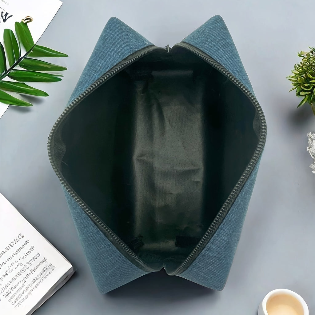 Trousse portable en tissu Oxford cationique – mini sac cosmétique, rangement pratique pour câbles, écouteurs, cosmétiques et petits objets.