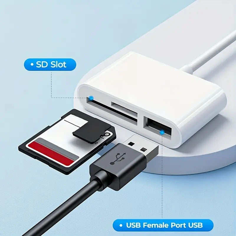 Lecteur de Cartes USB-C vers SD/TF : Adaptateur OTG pour transfert de données, compatible iPhone, Android, Windows, caméras et ordinateurs portables.