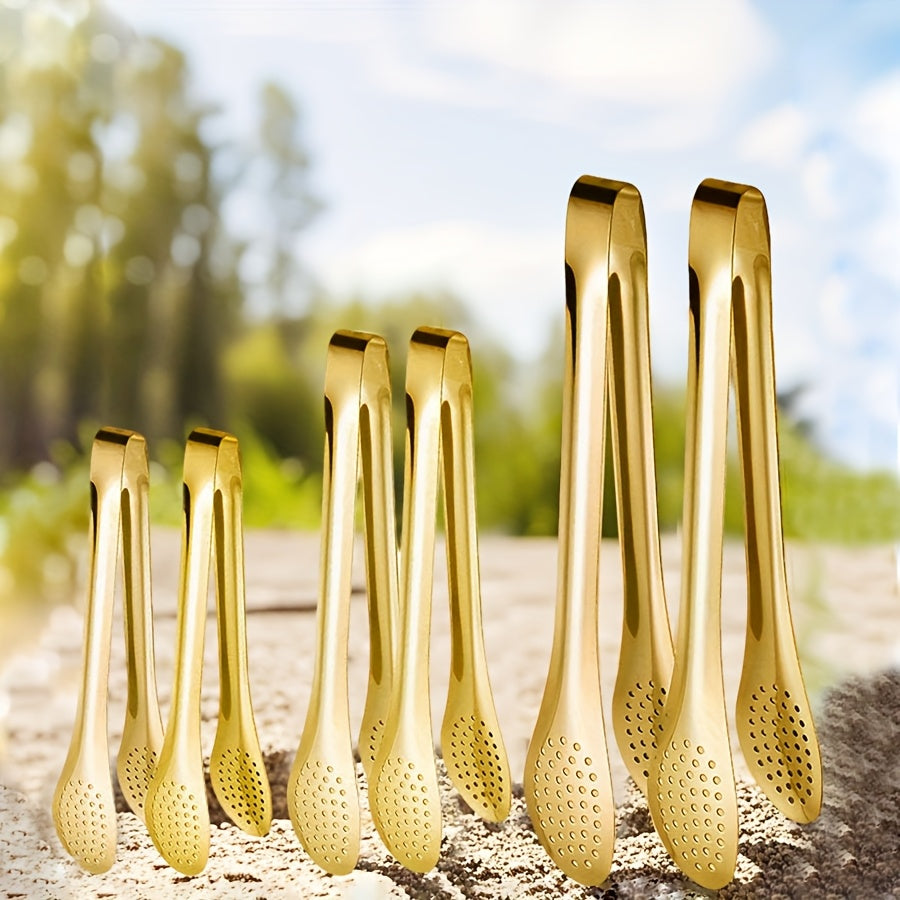 Lot de 6 pinces en acier inoxydable (17,78‑30,48 cm), résistantes à la chaleur et lave-vaisselle, idéales salades, BBQ, pâtes, fruits et buffet.