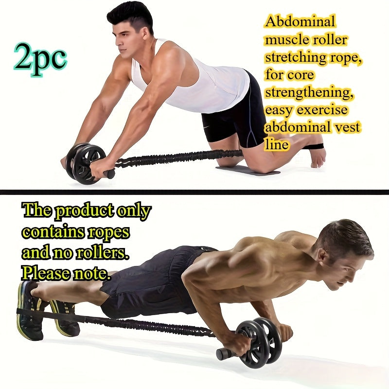 2pcs Black Core Strength Training Equipment - Rebound Ab Wheel with Adjustable Resistance Bands, for Beginners & Advanced Fitness, Core Stability, Muscle Toning